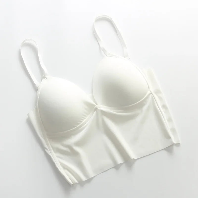Sexy solid color crop tops sports spaghetti strap tanke top women built in bra off shoulder sleeveless omighty camisole hot