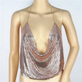 Sexy Halter Tank Tops Shining Metal Sequins Backless Low-Cut Tank Camisole For Women