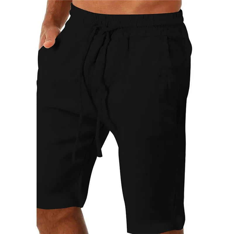 Men Cotton Linen Shorts Loose Sport Beach Shorts Summer Men Casual Cargo Shorts soild Gym Shorts Pocket Sweatpants Male Clothing