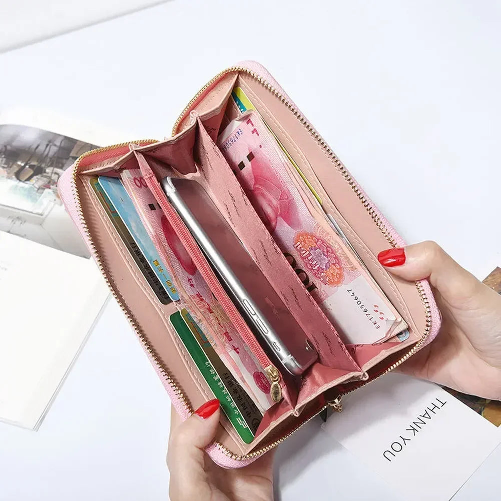 Fashion Butterfly Women Wallet Wrist Handle Phone Case Long Section Money Pocket Pouch Handbag Women's Purse Card Holders 2023