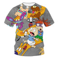 Summer fashion, novelty, creativity, 3D printing, anime character printing, fun, casual, comfortable short sleeved T-shirt