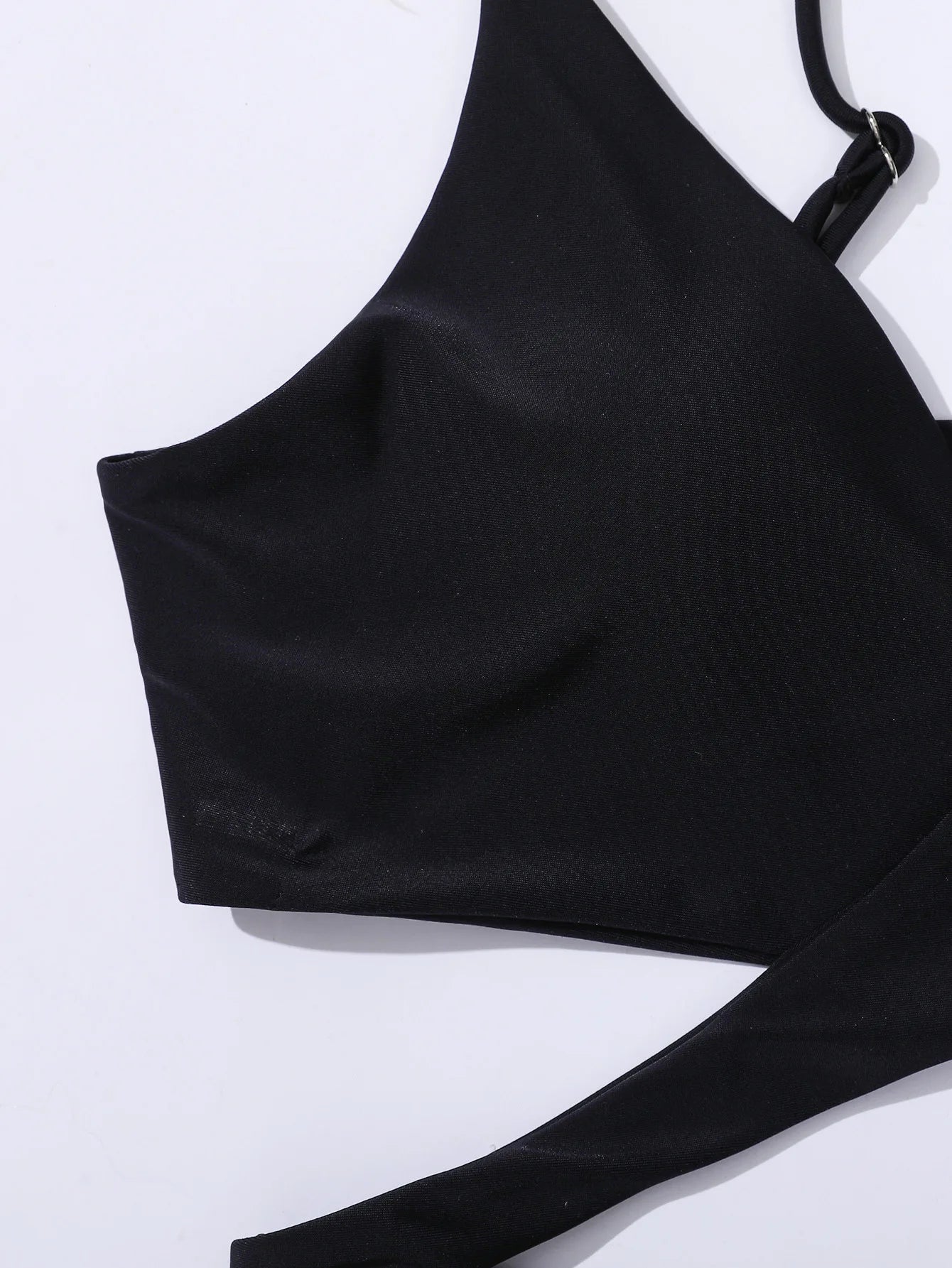 2023 New Bikini Solid Two Piece Sets for Women's Swimsuit Strap Comfortable Fabric Split Black Swimwear Stylish and Innovative