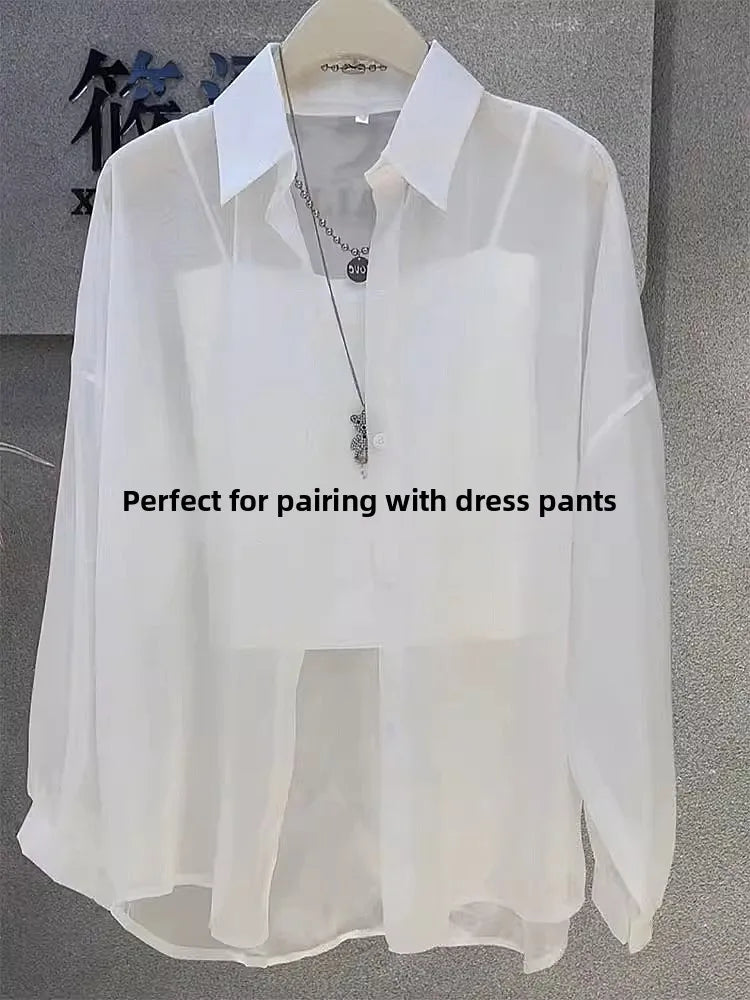 New 2026 Women's Ultra-Slippery Pearl Shiny Ice Sensation Sun Protection Shirt Loose Cardigan Outerwear Summer Fashion