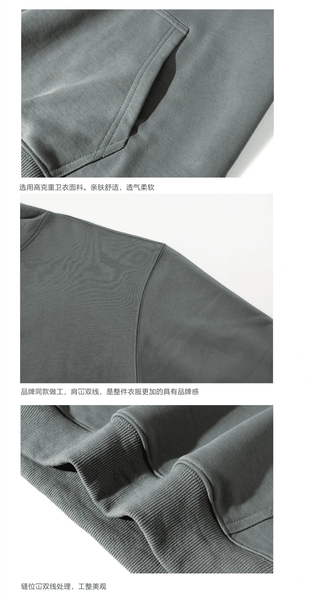 Custom LOGO 400GSM Oversized Frency Terry  Autumn Winter Casual Cotton Men Woven Top Solid Color Hoodies Sweatshirt Streatwear
