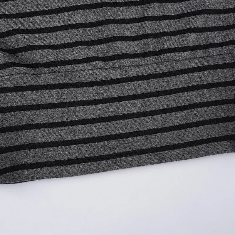Korean Tees Striped Women Tshirts Long Sleeve Loose Camisetas 2025 Ropa Mujer Sexy Y2k Tops Off Shoulder Fashion Summer T-shirt