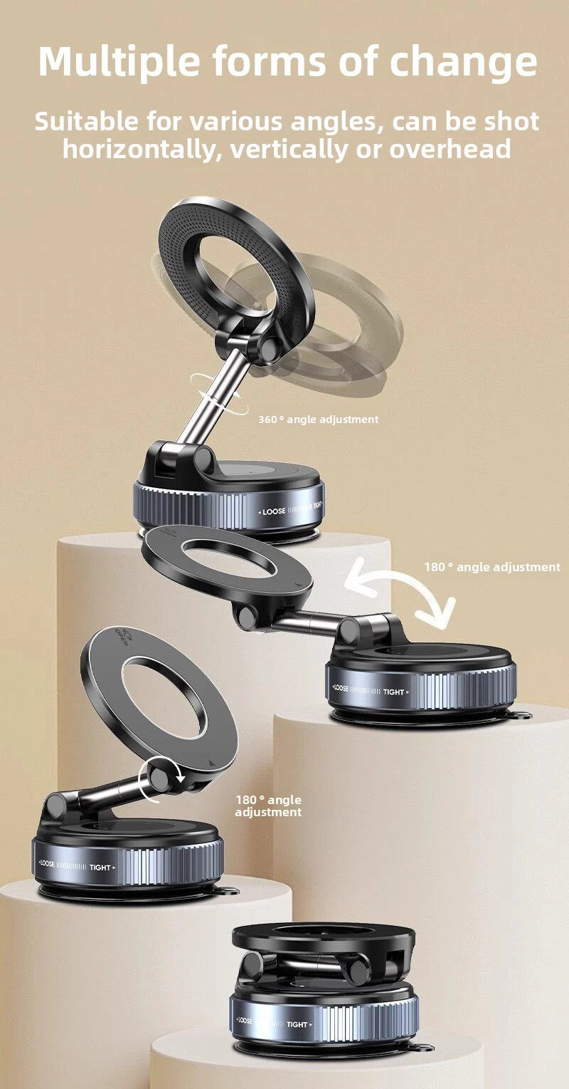 Strong Magnetic Car  Phone  Holder Foldable 360° Adjustable Vacuum Suction Mount Universal for Car, Desk, Bathroom