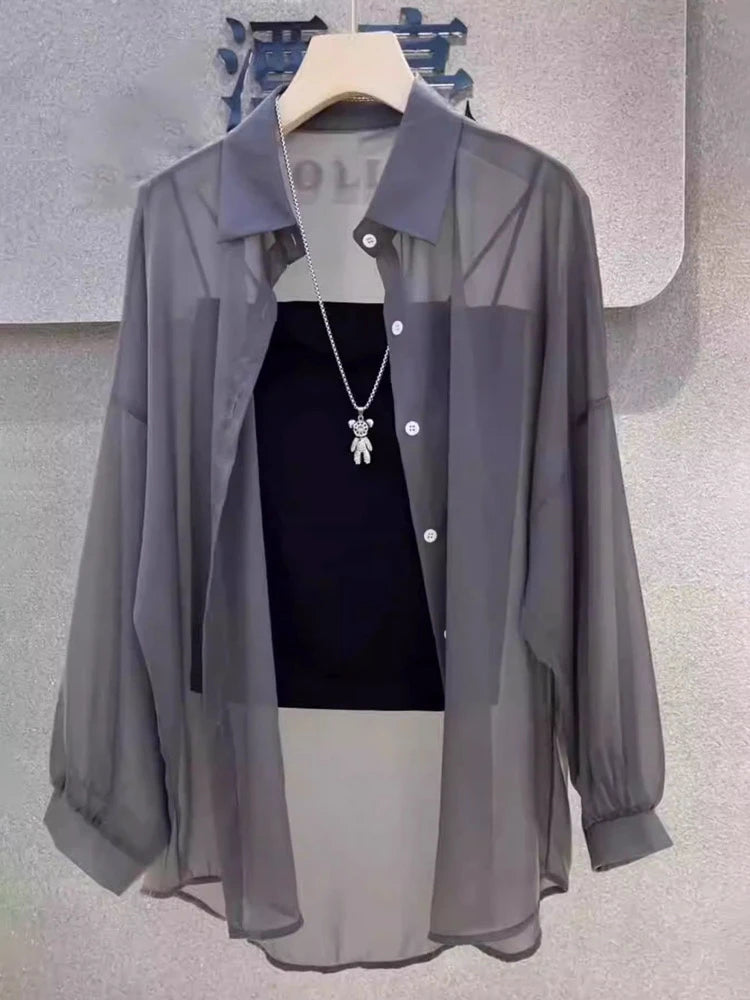 New 2026 Women's Ultra-Slippery Pearl Shiny Ice Sensation Sun Protection Shirt Loose Cardigan Outerwear Summer Fashion