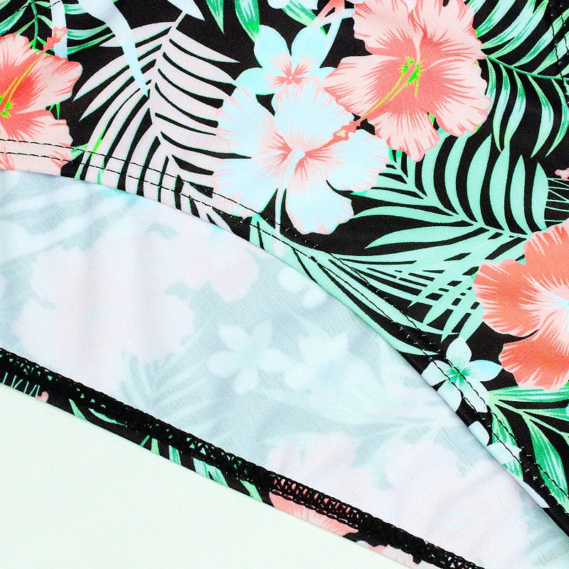 Leaves Print Swimsuit for Women,low Waist Drawstring Bikini,2-piece Swimwear,V-neck Susupender Backless Bathing Suit,beachwear