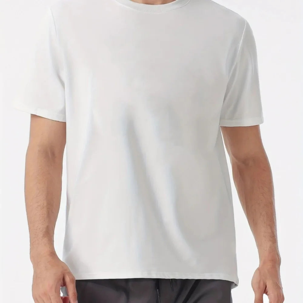 Summer Men's Letter Printed Pattern Fashionable Breathable Round Neck Thsirt Outdoor Leisure Sports Hiking Top