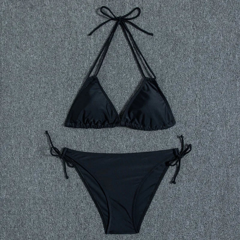 Leaves Print Swimsuit for Women,low Waist Drawstring Bikini,2-piece Swimwear,V-neck Susupender Backless Bathing Suit,beachwear