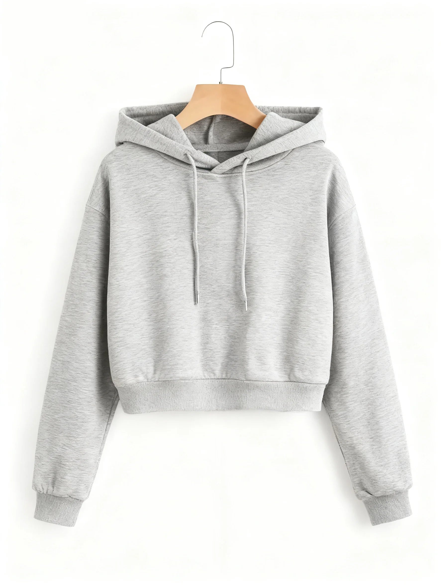 Street Style Solid Color Autumn Winter Cropped Sweatshirt Crop Top Hoodie Y2k Sweatshirts Fashion Casual Style Clothes