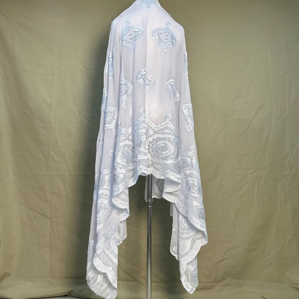 All white blanc Dubai African Muslim Shawl Wrap Cording Embroidery Scarf Sales Muslim Scarf 100% Cotton Big Scarf AfricanWomen