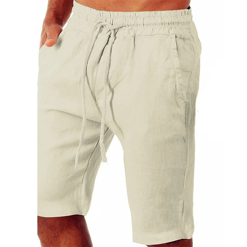 Men Cotton Linen Shorts Loose Sport Beach Shorts Summer Men Casual Cargo Shorts soild Gym Shorts Pocket Sweatpants Male Clothing