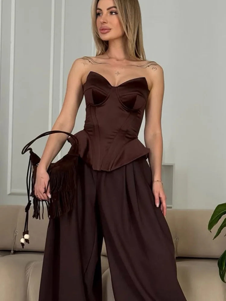 Sexy Fishbone Strapless Short Top Women Chic Sleeveless Off-shoulder Backless Waist Cinching Tops 2026 Lady Evening Party Blouse