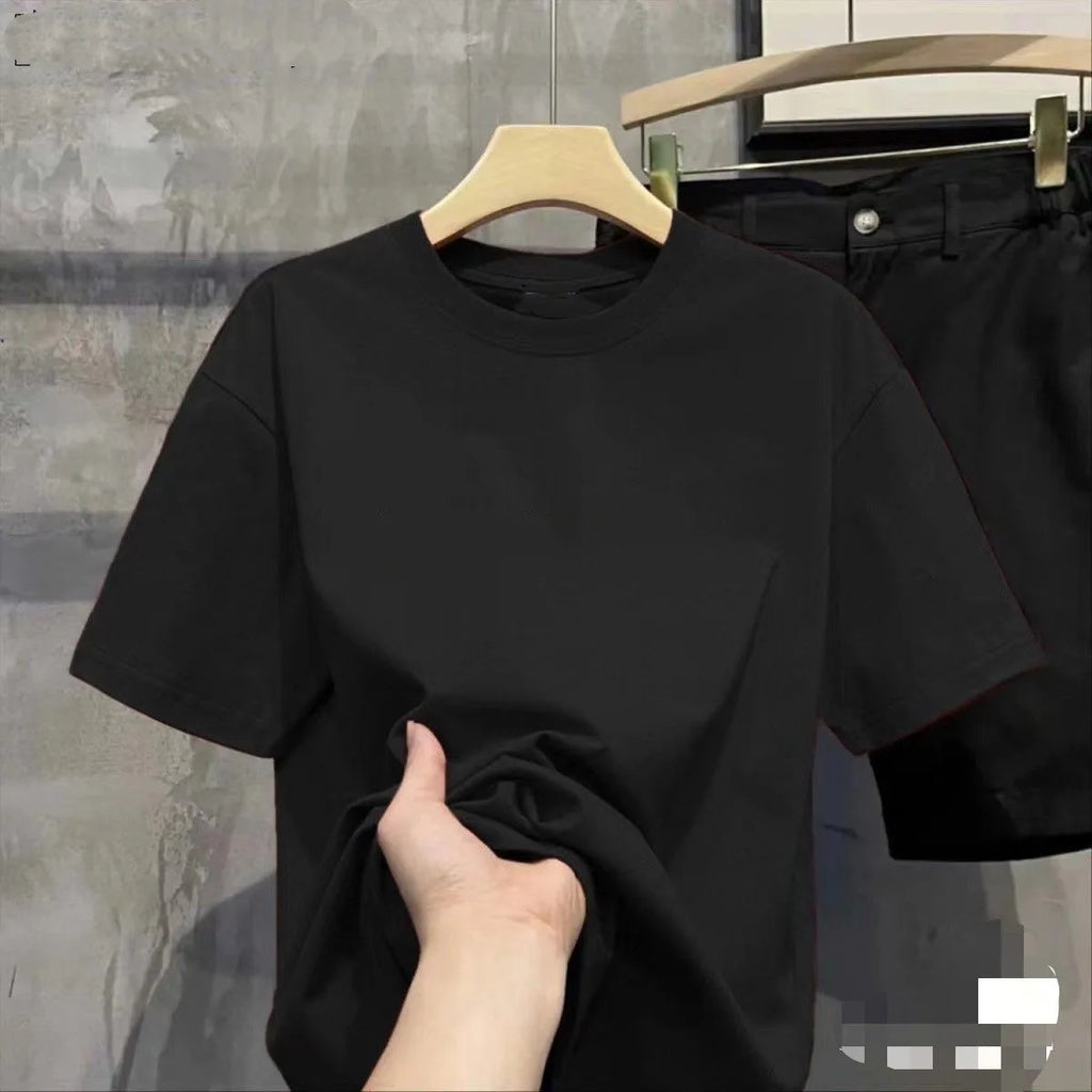 Men T Shirt Summer Cotton Tops Women Solid Color Blank Tshirts O-neck Round Collar Short-Sleeve Couple White Top Tees