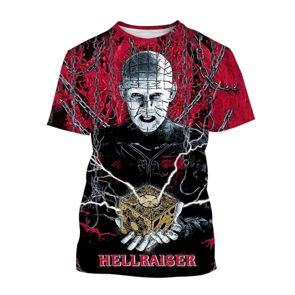 Summer fashion trend creative 3D printing printed horror movie hip-hop casual comfortable printed short sleeved shirt