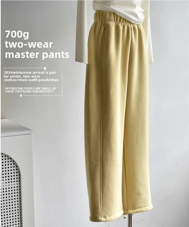 Women's Casual Straight-Leg Wide-Leggings Pale Grey Sports Trousers Winter 2024 New Style LULU Same As