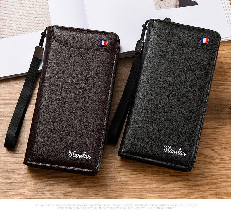 Fashionable Men Handhold Bag New Style Business Zippered Large Purse Phone Case