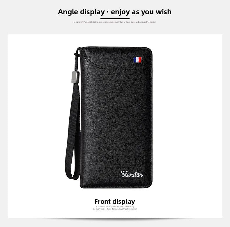 Fashionable Men Handhold Bag New Style Business Zippered Large Purse Phone Case