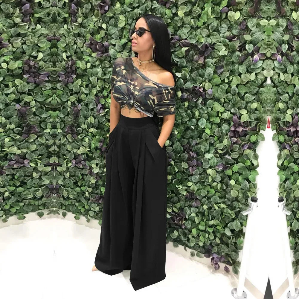 CM.YAYA Women Straight High Waist Pants Autumn Winter INS Streetwear Basic Wide Leg Long Trousers