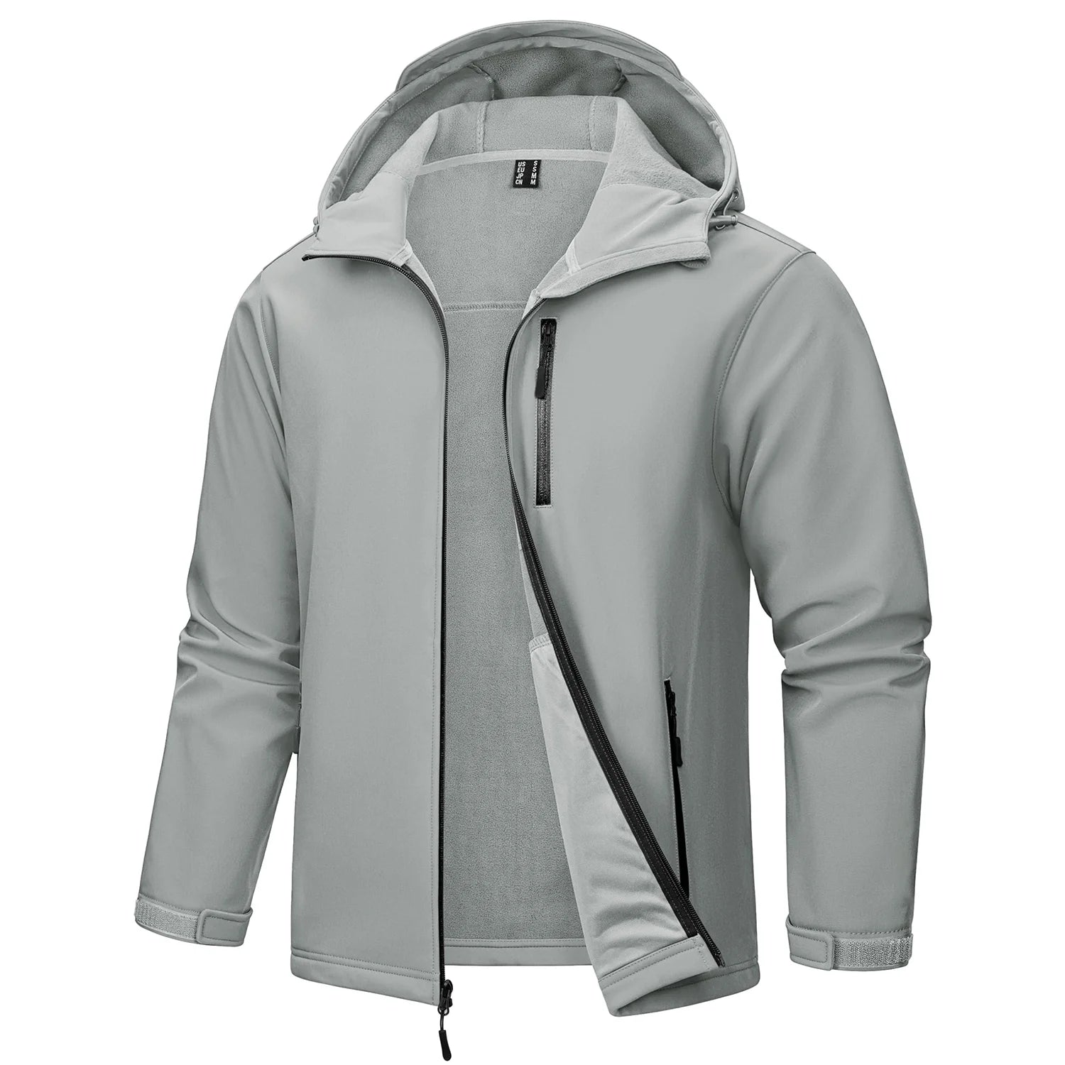 TACVASEN Hooded Softshell Jacket Mens Waterproof Rain Jacket Fleece Lined Work Jacket Outdoor Trekking Hiking Windbreaker Male