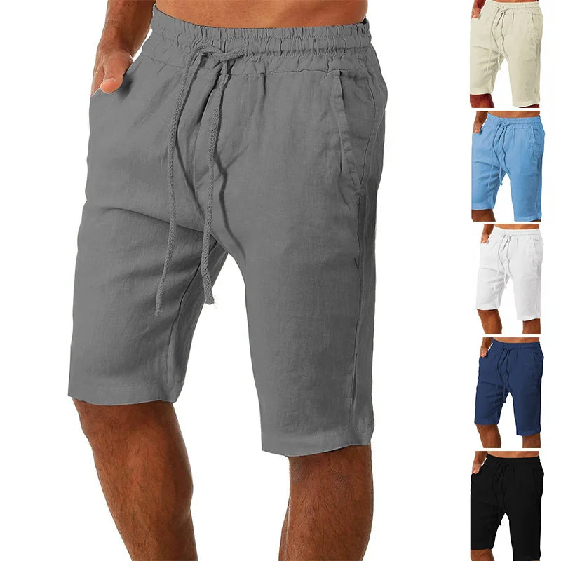 Men Cotton Linen Shorts Loose Sport Beach Shorts Summer Men Casual Cargo Shorts soild Gym Shorts Pocket Sweatpants Male Clothing
