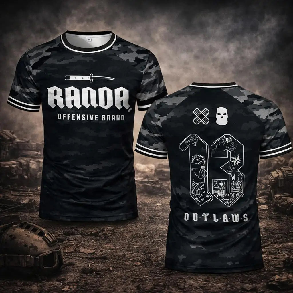 Randa Gothic Tactical T-shirt  Breathable Sportswear | Unisex Combat-style Apparel | Outdoor Crew Neck Short-sleeve Top For Men