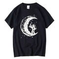 Men's High Quality Cotton Blend Moon Print Casual Summer Cool Short Sleeve Men Tshirt Loose t-shirt Male Tee Shirts Male Tee Top