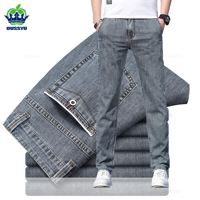 Autumn Stretch Skinny Jeans Men Fashion Casual Slim Fit Denim Designer Elastic Pants Grey Brand Trousers Male Large size 38 40