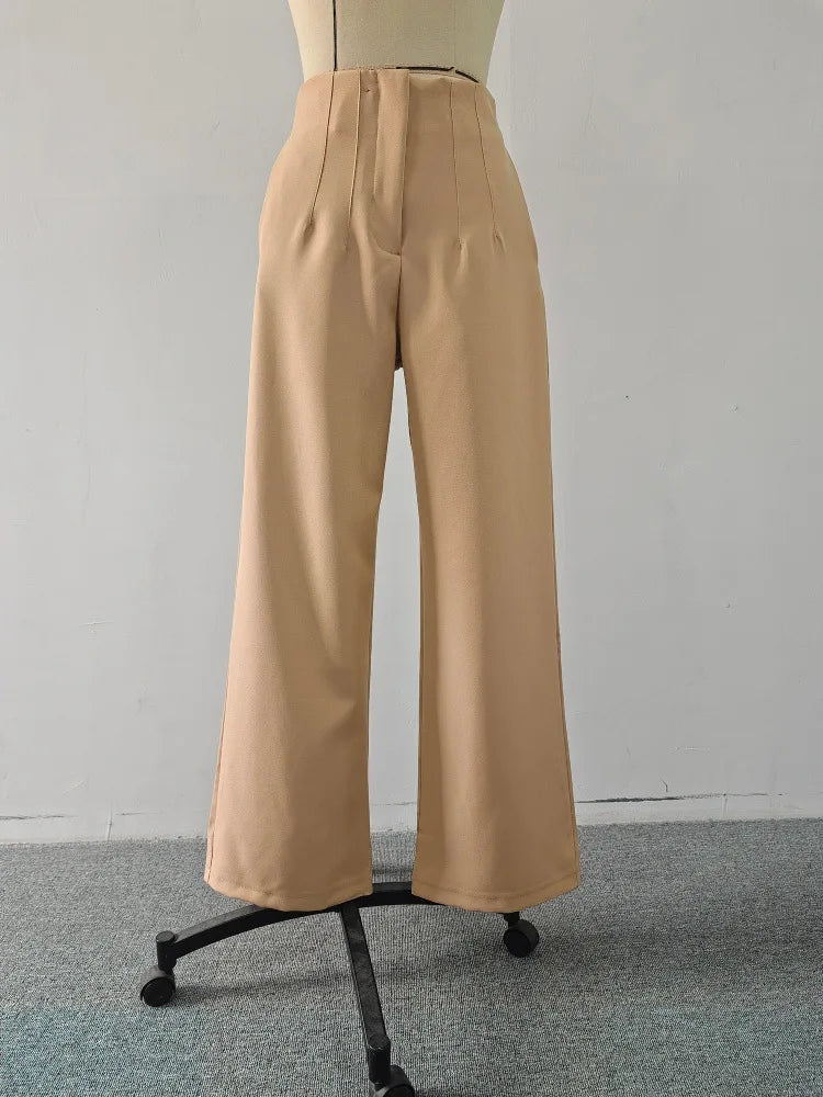 Women's High Waist Wide Leg Pants Elegant Tailored Straight Trousers Office Work Pants Casual Bottoms Comfy Dress Pants