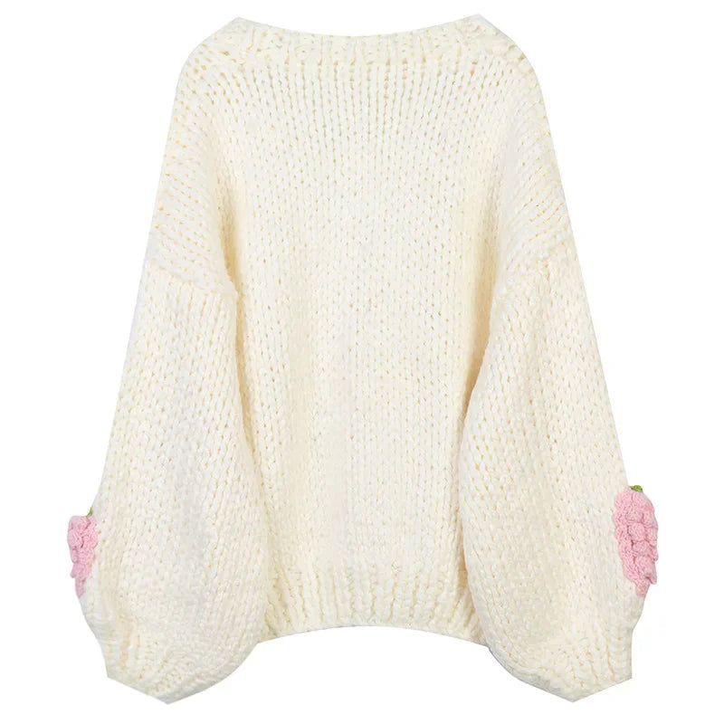 Spring Autumn Women Sweet Strawberry Sweater Cardigan Shirts Denim Pants 1 or 3 Piece Set Lady Fashion Knit Tops Jeans Outfits