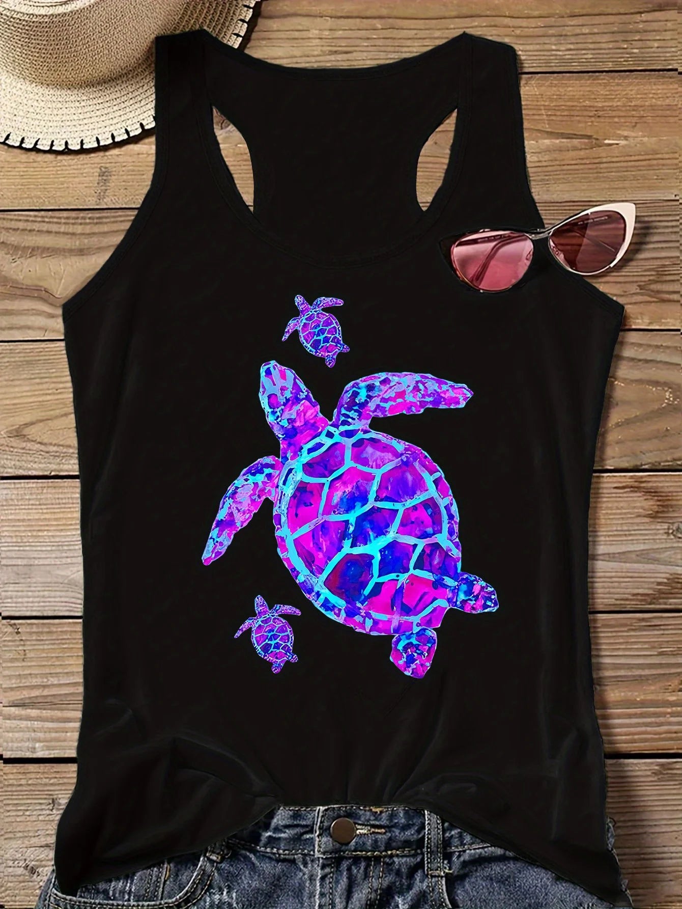 printed Summer women's loose and personalized dream catcher mesh printed vest top T-shirt comfortable sleeveless