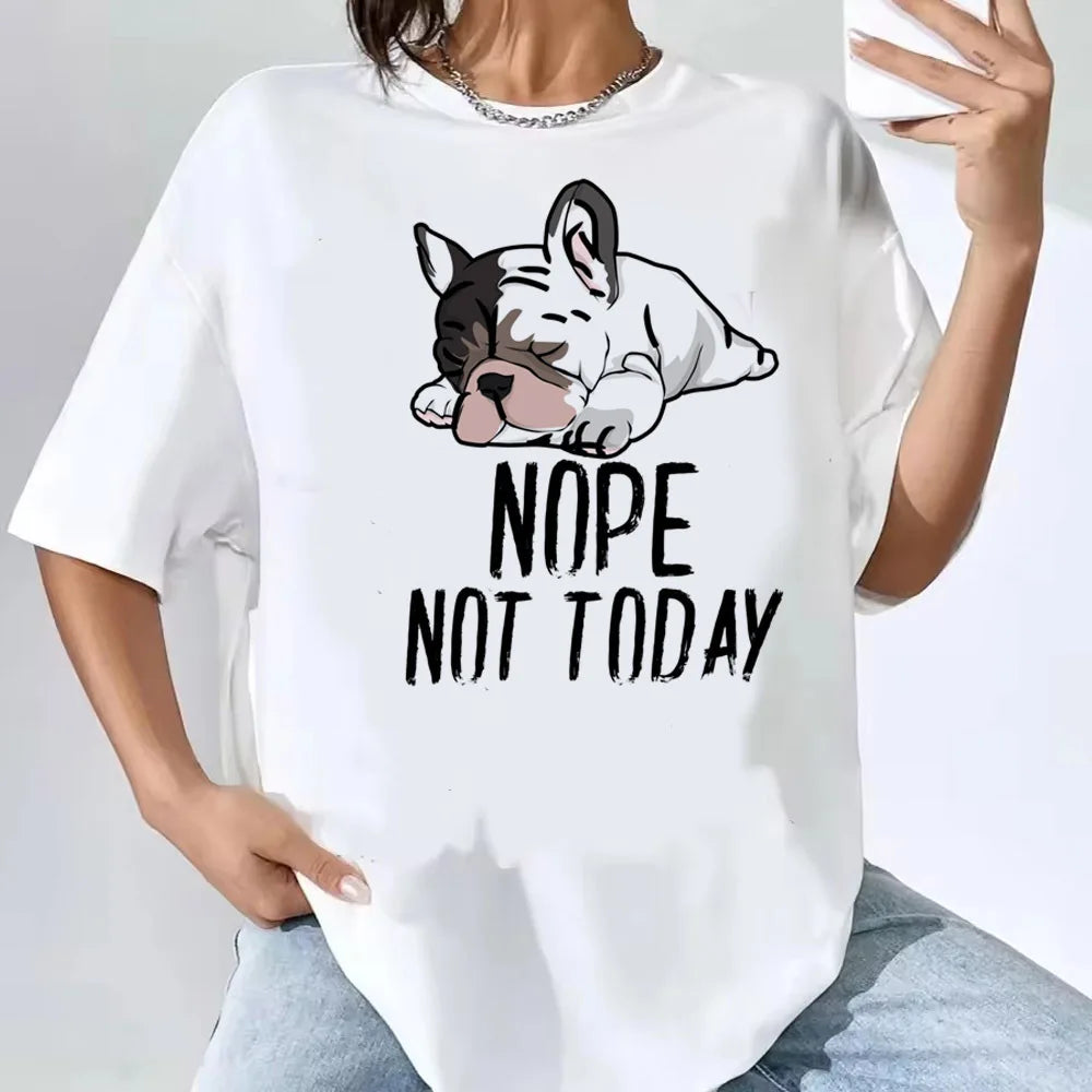 French Bulldog top tees women Colorful Retro Pastel Comfortable tshirt Psychedelic Pop Culture Gothic Digital hip hop 80s