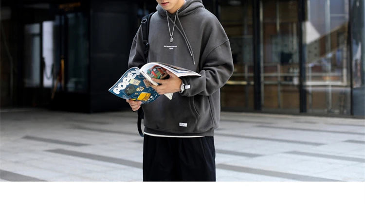 Japanese Streetwear High Quality Hip Hop Thin Fleece Hoodie Men Clothing Harajuku Casual Sweatshirt Korean Couple Pullover Male