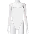 Y2k Streetwear Tops Thin Shoulder Strap Fashion Bodysuit New Women Slim Fit Short Patchwork Backless Pure Colour Hollow Jumpsuit