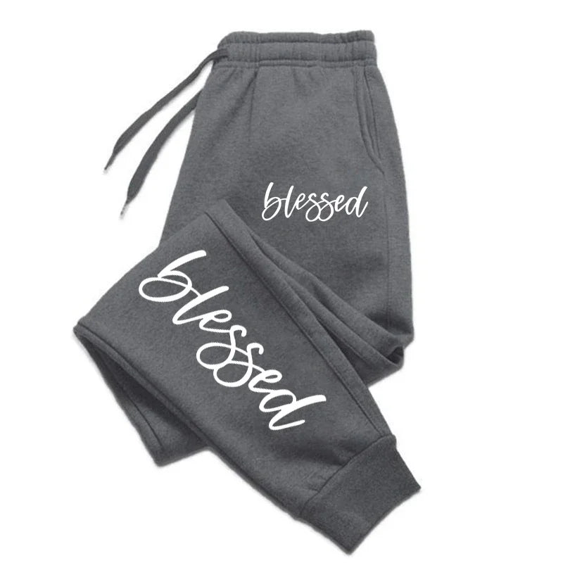 Autumn Woman Man Casual Loose Sweatpants Letter Printed Fitness Pocket Drawstring Sport Pants Fleece Warm Jogging Sportswear