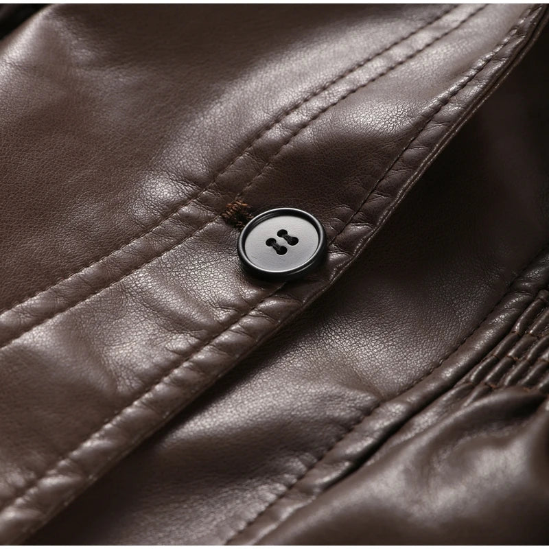 Fashion Brown Slim Waist Leather Jacket Women Loose Lapel Long Sleeve One Button Zipper Jackets 2026 Spring Street Lady Outwear
