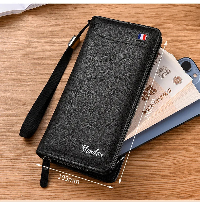 Fashionable Men Handhold Bag New Style Business Zippered Large Purse Phone Case