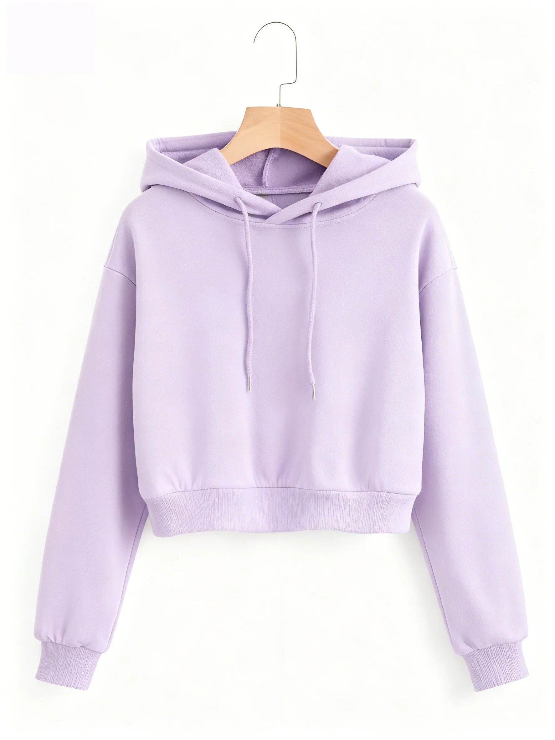Street Style Solid Color Autumn Winter Cropped Sweatshirt Crop Top Hoodie Y2k Sweatshirts Fashion Casual Style Clothes