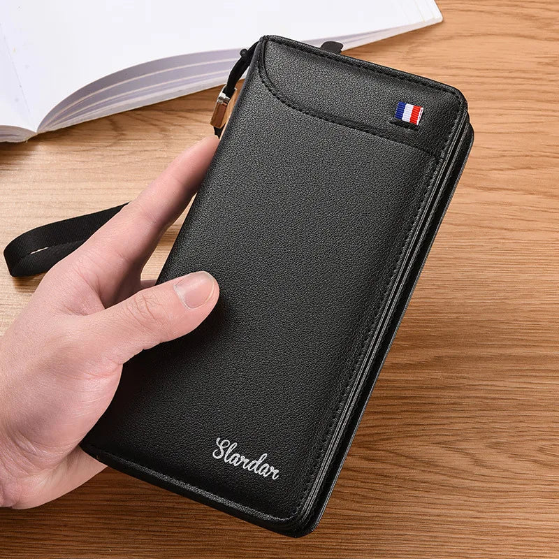Fashionable Men Handhold Bag New Style Business Zippered Large Purse Phone Case