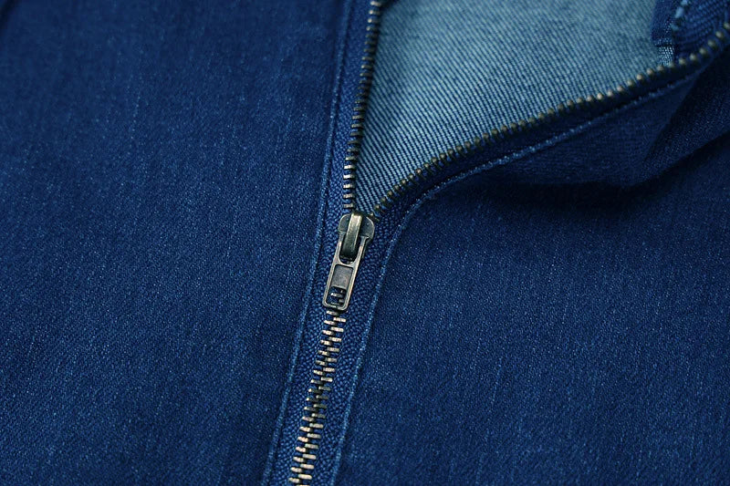 Hugcitar Denim Jumpsuit V Neck Zipper Bell Sleeveless Sexy Outifts Elegant Backpacker  Party Summer 2023