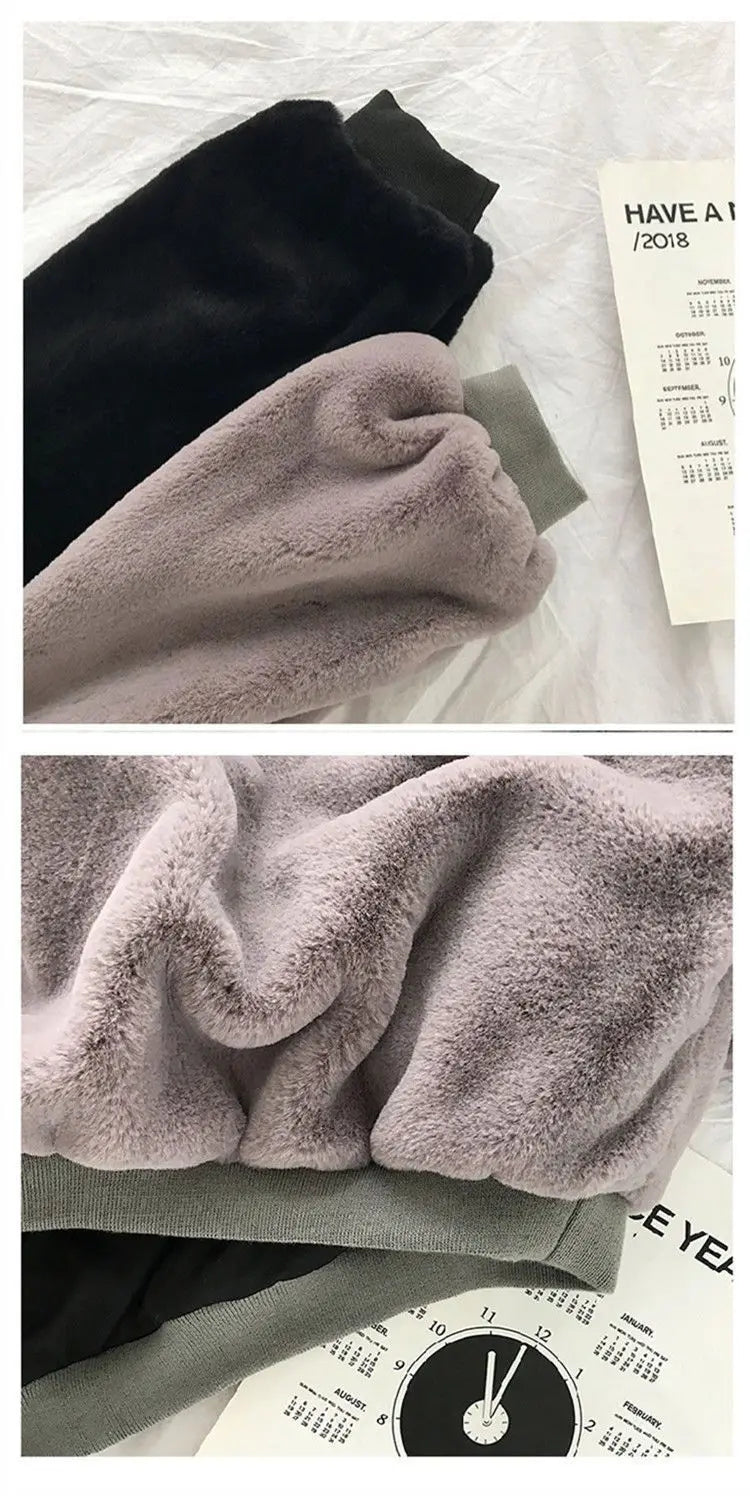 Plus Velvet Hoodies Women Hooded Thicker Furry Cozy Korean Fashion Couples Simple Winter Warm Coats Loose Outwear Slouchy Ins
