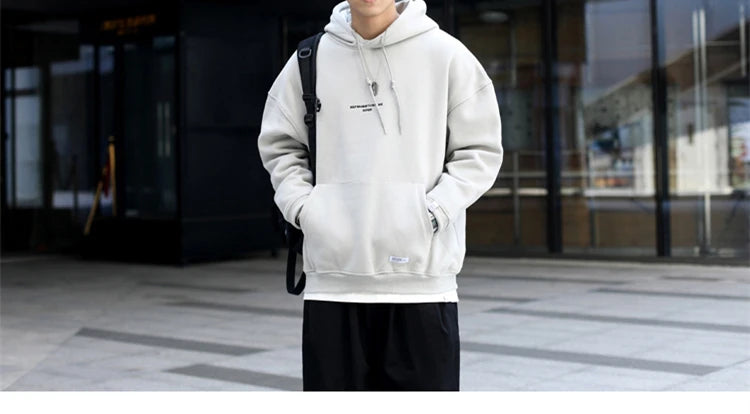 Japanese Streetwear High Quality Hip Hop Thin Fleece Hoodie Men Clothing Harajuku Casual Sweatshirt Korean Couple Pullover Male
