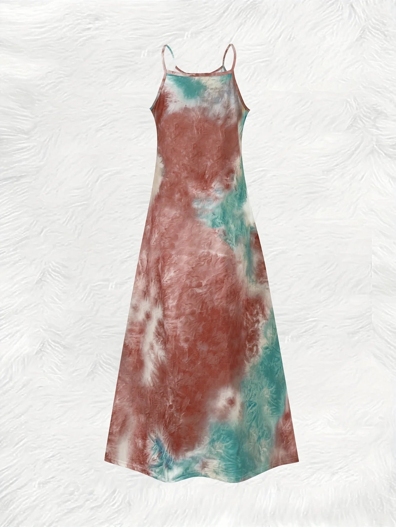 Tie Dye Maxi Dress for Women Long Sleeve Crew Neck Lightweight Polyester Summer Vacation Dress Casual Beachwear Boho Festival