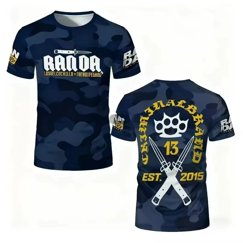 Randa Gothic Tactical T-shirt  Breathable Sportswear | Unisex Combat-style Apparel | Outdoor Crew Neck Short-sleeve Top For Men