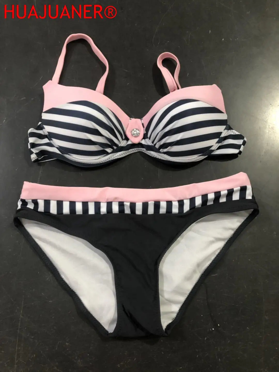 2026 New Swimsuit Red Push Up Bikini Set Women Swimwear Sexy Padded Adjustable Strap Bordered Bikinis Black Bathing Suit Tankini