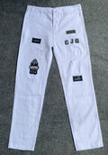 White Embroidery Skinny Ripped Jeans Men Cotton Stretchy Hole Slim Fit Hip Hop Denim Pants Casual Jeans for Men Jogging Trousers