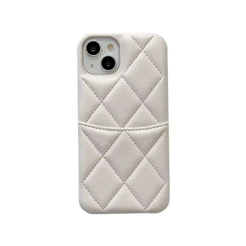Luxury Lychee Texture Leather Card Bag Solid Color Wallet Phone Case for iPhone 17 16 15 14 Pro Max Black White PU Hard Cover