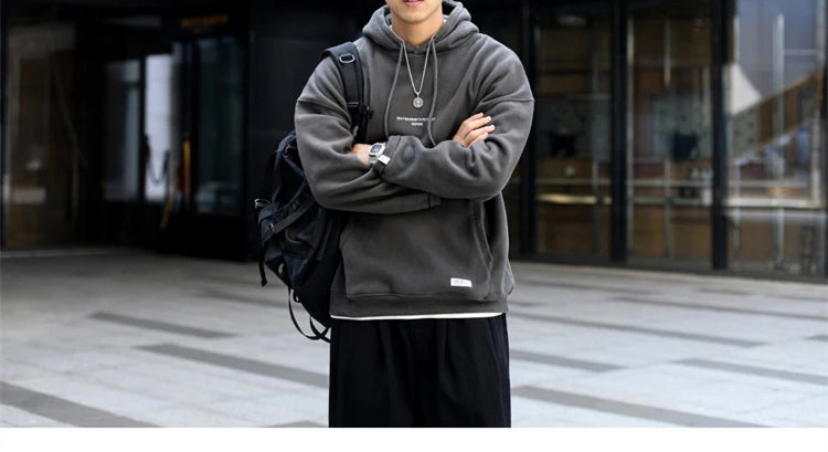 Japanese Streetwear High Quality Hip Hop Thin Fleece Hoodie Men Clothing Harajuku Casual Sweatshirt Korean Couple Pullover Male