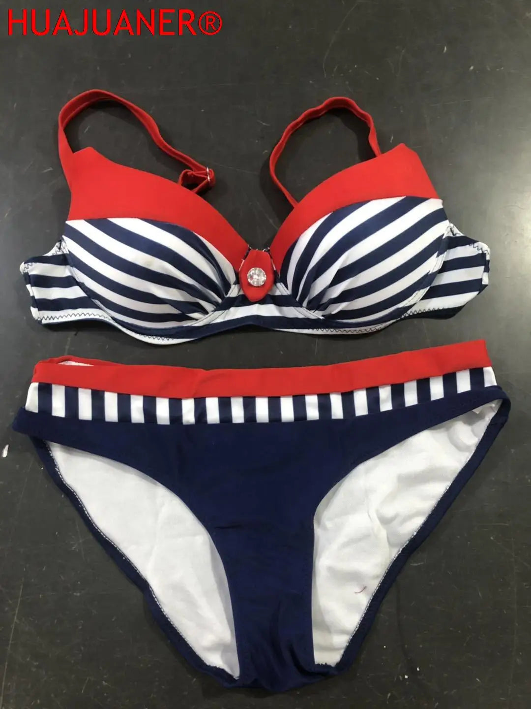 2026 New Swimsuit Red Push Up Bikini Set Women Swimwear Sexy Padded Adjustable Strap Bordered Bikinis Black Bathing Suit Tankini